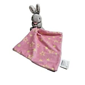 Crevent Bunny Rabbit Security Blanket Pink Yellow stars Grey Plush Lovey